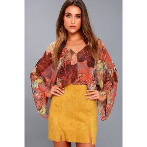 Lulus Malibu Morning Mustard Yellow Suede Mini Skirt - Size Small